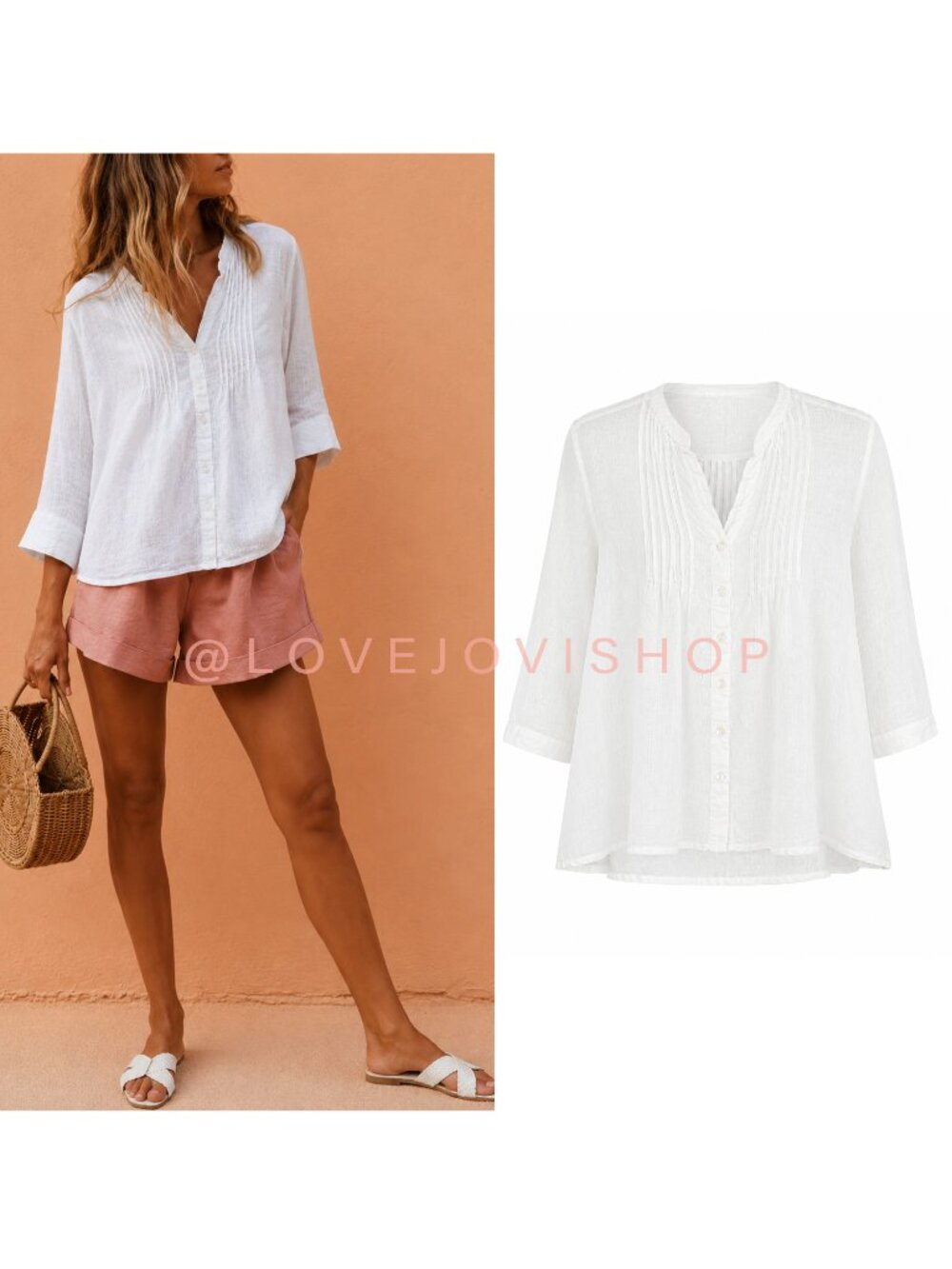 Coastal | Tommy Bahama White Linen Pintuck Pleated Button Front Blouse | Medium